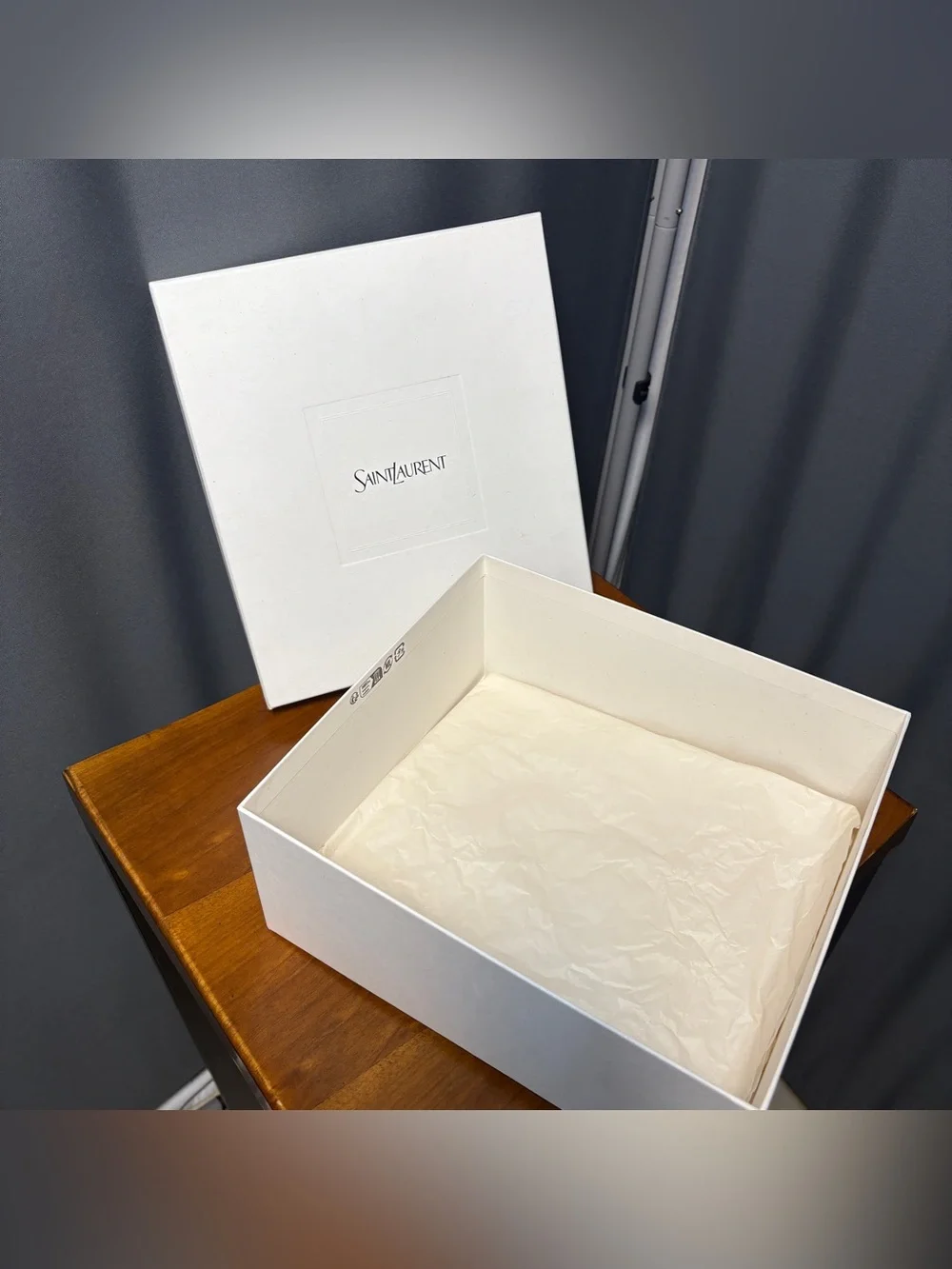 Saint Laurent White Gift Boxes Set with Black Stuffing/Ribbon + 2 Card Holders